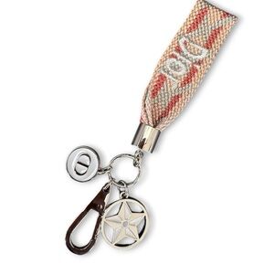 Dior Pink and Cream Braided Wristlet Key Holder with Charms